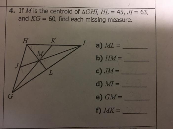 If m is the centroid of ghi hl 45