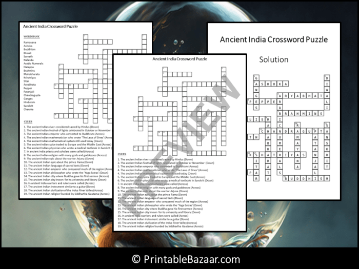 Ancient india crossword puzzle answer key