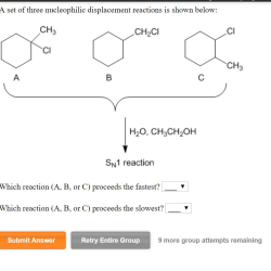 Reactions nucleophilic displacement three set reaction proceeds shown which fastest chegg below solved